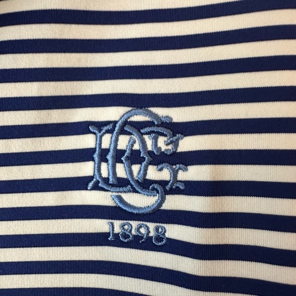 Donald Ross Large Men's Navy White Striped Polo Shirt Golf Performance Fabric - Picture 3 of 4